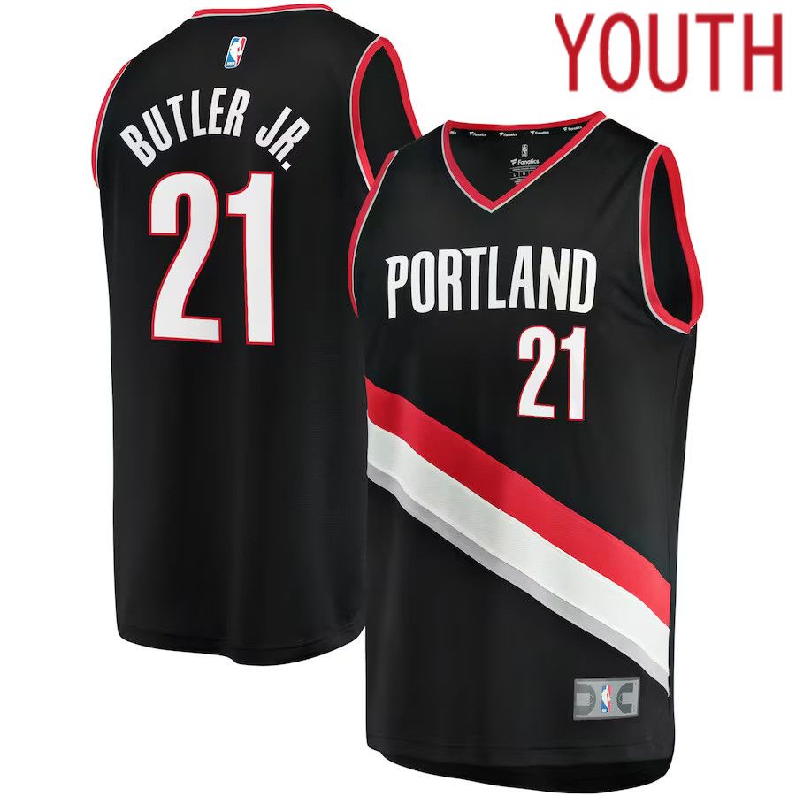 Youth Portland Trail Blazers #21 John Butler Jr. Fanatics Branded Black Fast Break Player NBA Jersey->youth nba jersey->Youth Jersey